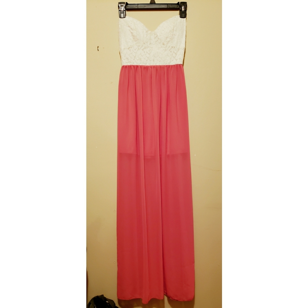 White Coral Strapless Dress